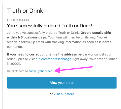 Changing your shipping address after ordering Cut